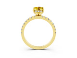 Yellow gold Oval Cut Yellow Sapphire Solitaire Ring with Pavé Band and Four-Prong Setting_63