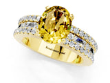 Yellow gold Oval Cut Yellow Sapphire Solitaire Ring with Pavé and Channel Set Band_25