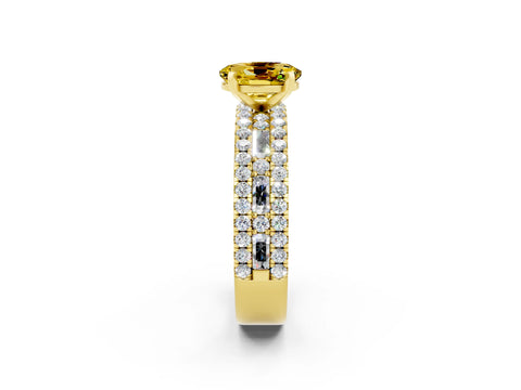 Yellow gold Oval Cut Yellow Sapphire Solitaire Ring with Pavé and Channel Set Band_26