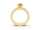 Yellow gold Oval Cut Yellow Sapphire Solitaire Ring with Pavé and Channel Set Band_27