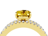 Yellow gold Oval Cut Yellow Sapphire Solitaire Ring with Pavé and Channel Set Band_28