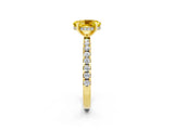 Yellow gold Oval Cut Yellow Sapphire Solitaire Ring with Round  Pavé Band and Four-Prong Setting_38