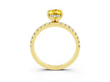 Yellow gold Oval Cut Yellow Sapphire Solitaire Ring with Round  Pavé Band and Four-Prong Setting_39