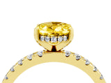 Yellow gold Oval Cut Yellow Sapphire Solitaire Ring with Round  Pavé Band and Four-Prong Setting_40