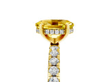 Yellow gold Oval Cut Yellow Sapphire Solitaire Ring with Round  Pavé Band and Four-Prong Setting_41
