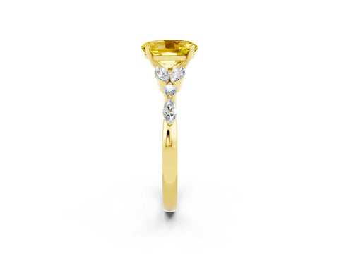 Yellow gold Oval Cut Yellow Sapphire Solitaire Ring with Side Stones and Four-Prong Setting_14