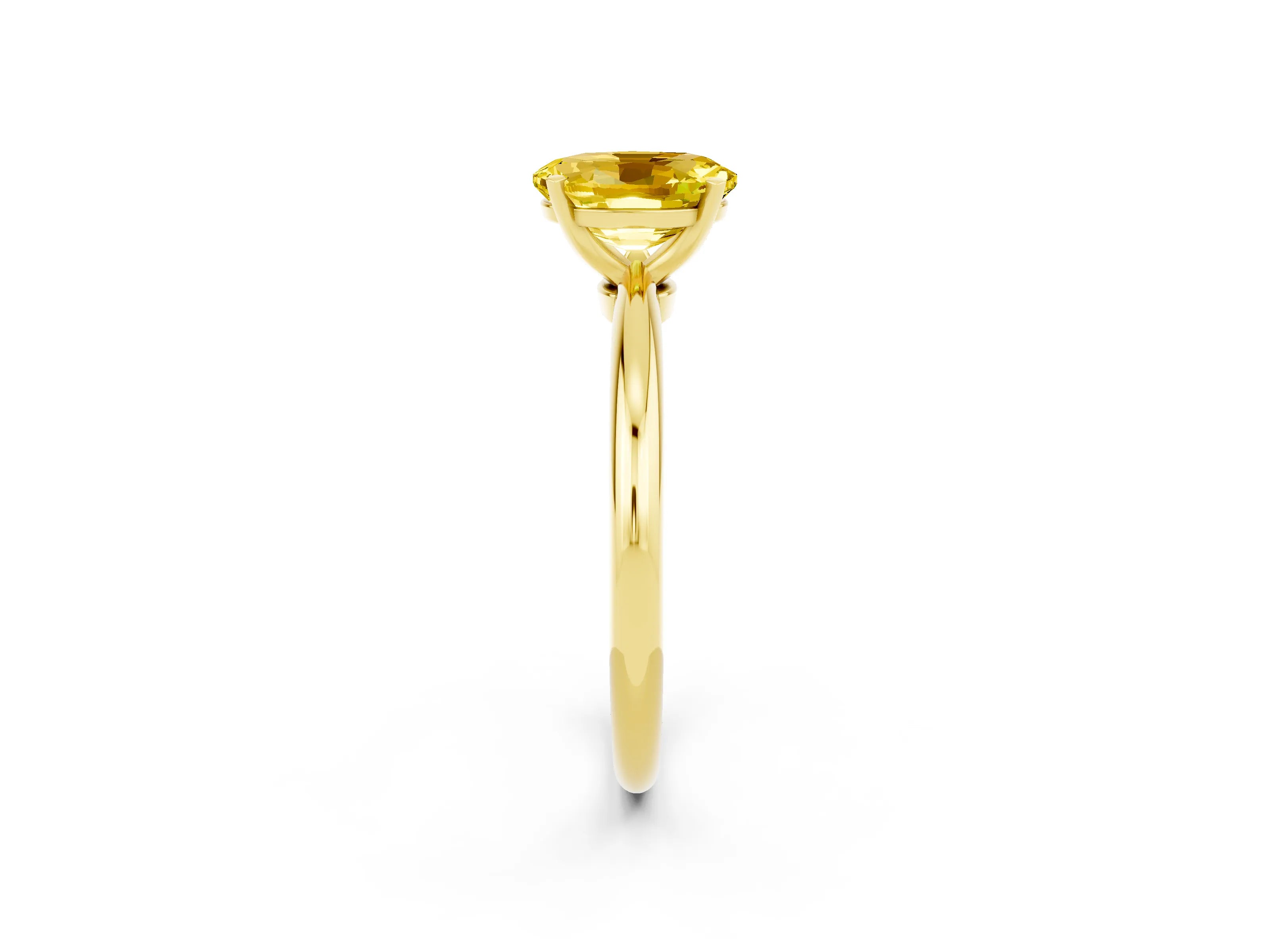 Yellow gold Oval Cut Yellow Sapphire Solitaire Ring with Six-Prong Setting and Classic Band_2