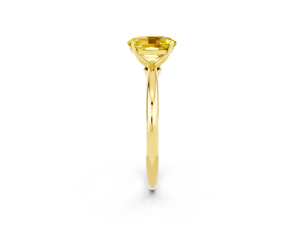 Yellow gold Oval Cut Yellow Sapphire Solitaire Ring with Six-Prong Setting and Classic Band