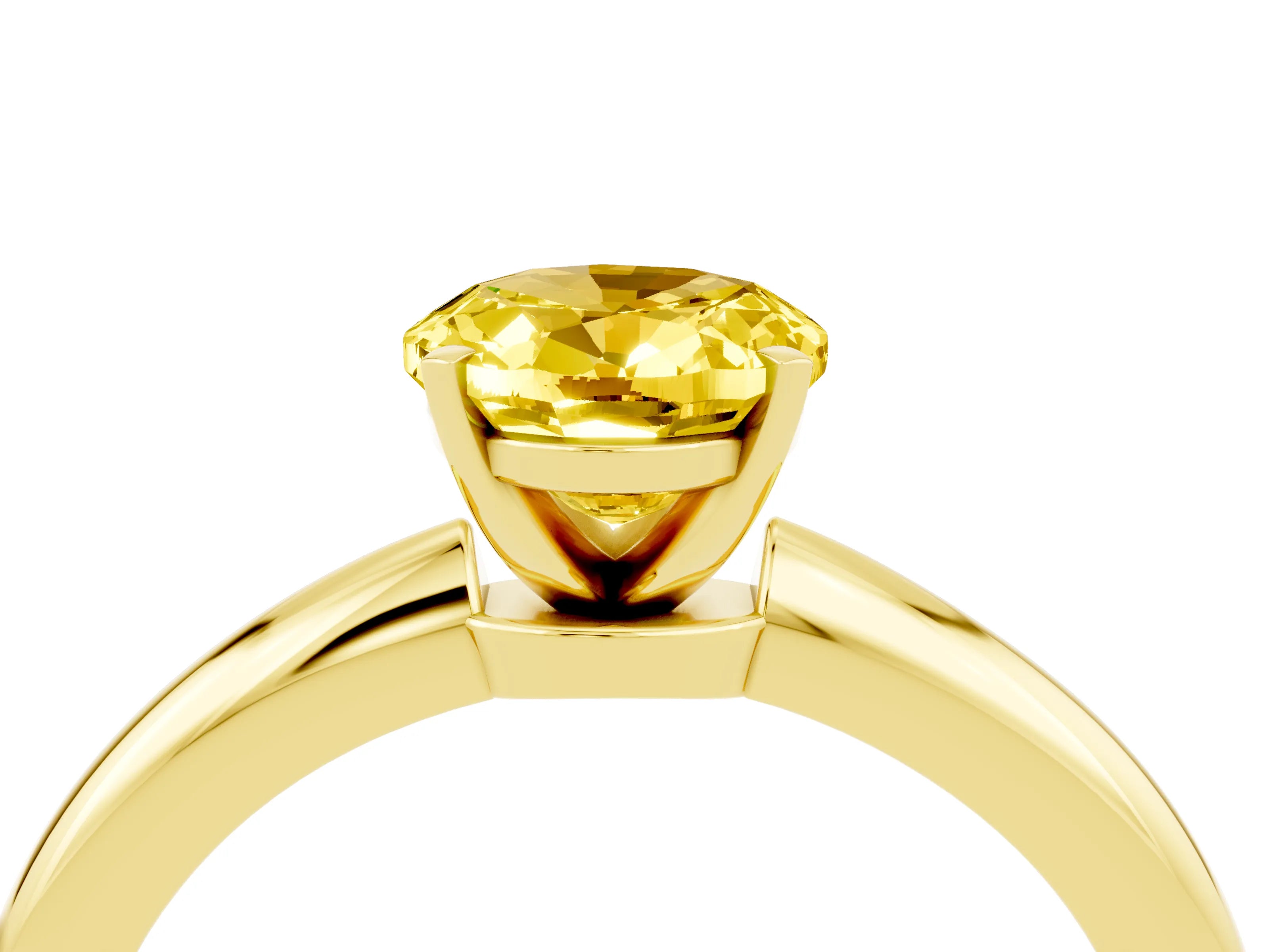 Yellow gold Oval Cut Yellow Sapphire Solitaire Ring with Six-Prong Setting and Classic Band_4