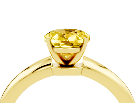 Yellow gold Oval Cut Yellow Sapphire Solitaire Ring with Six-Prong Setting and Classic Band_4