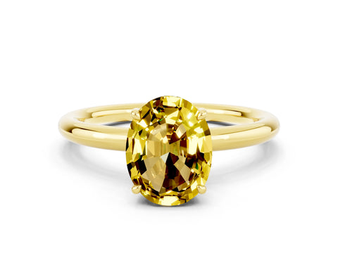 Yellow gold Oval Cut Yellow Sapphire Solitaire Ring with Thin Band and Four-Prong Setting_36