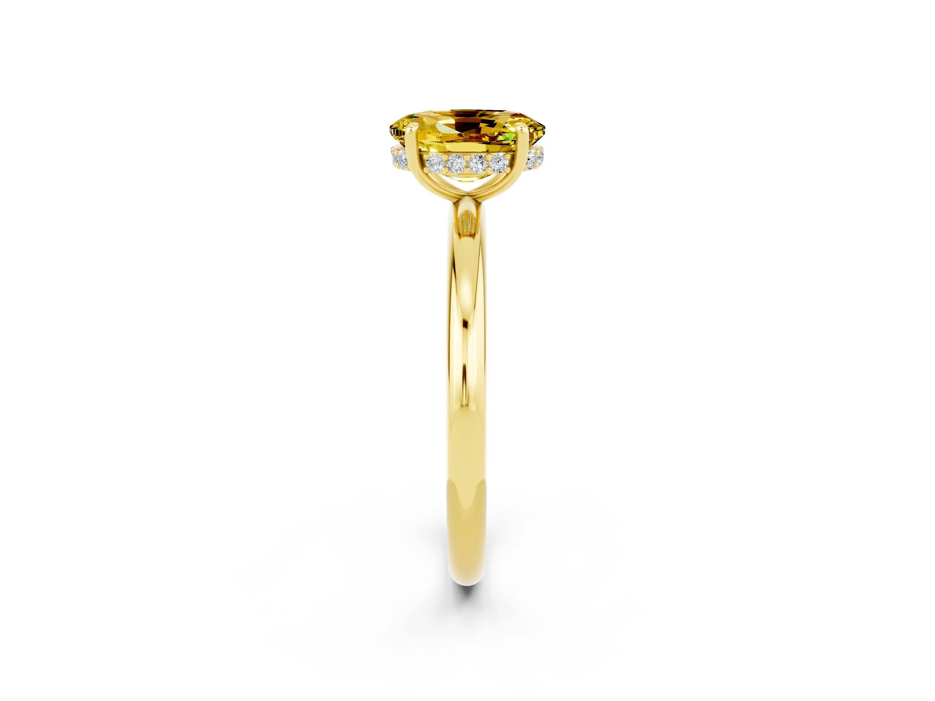 Yellow gold Oval Cut Yellow Sapphire Solitaire Ring with Thin Band and Four-Prong Setting_38