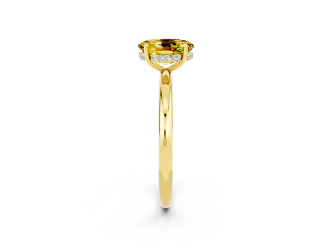 Yellow gold Oval Cut Yellow Sapphire Solitaire Ring with Thin Band and Four-Prong Setting_38