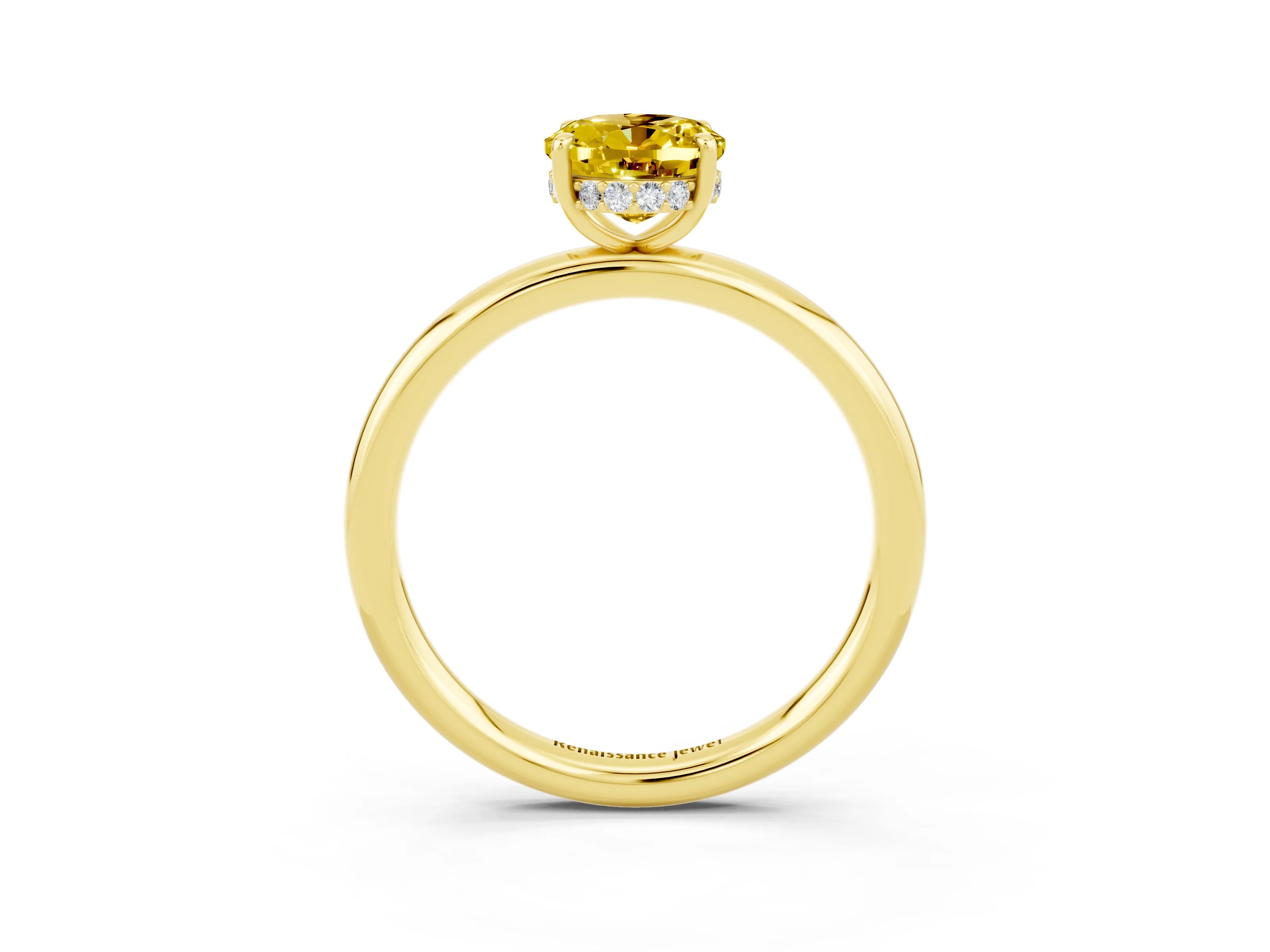 Yellow gold Oval Cut Yellow Sapphire Solitaire Ring with Thin Band and Four-Prong Setting_39