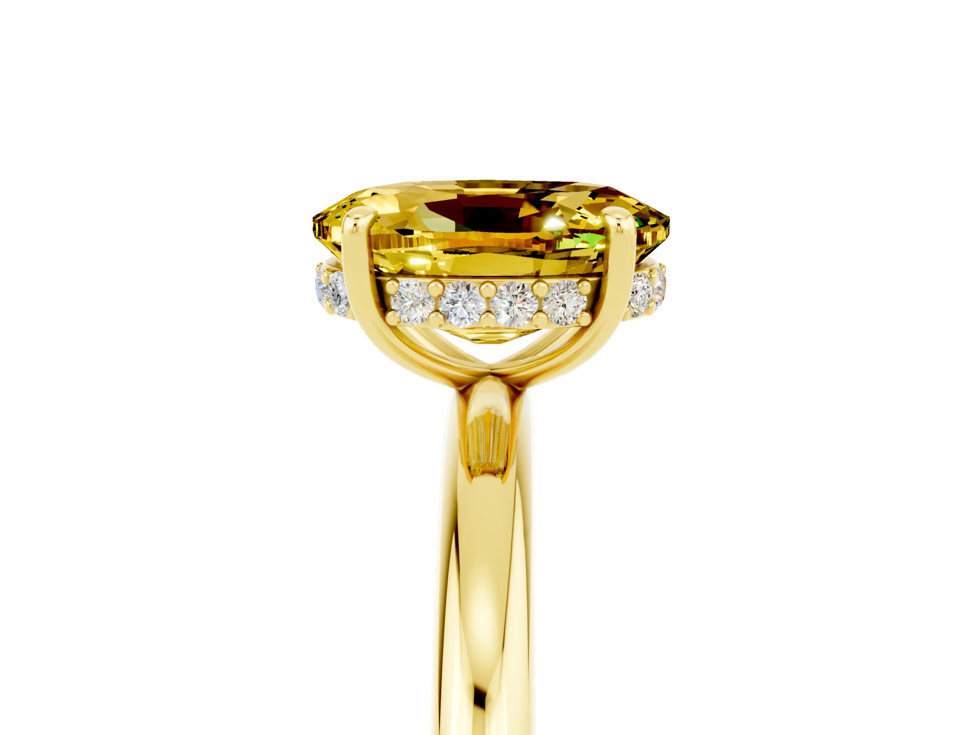 Yellow gold Oval Cut Yellow Sapphire Solitaire Ring with Thin Band and Four-Prong Setting_41