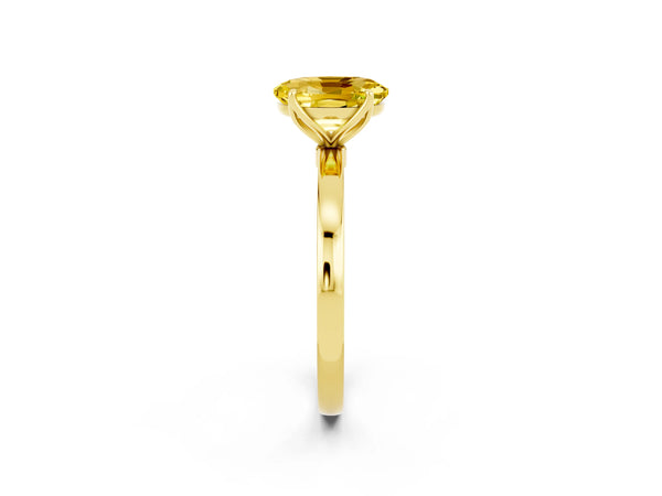 Yellow gold Oval Cut Yellow Sapphire Solitaire Ring with Thin Band and Prong Setting