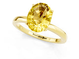Yellow gold Oval Cut Yellow Sapphire Solitaire Ring with Thin Band and Prong Setting_25