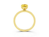 Yellow gold Oval Cut Yellow Sapphire Solitaire Ring with Thin Band and Prong Setting_27