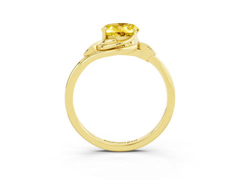 Yellow gold Oval Cut Yellow Sapphire Solitaire Ring with Twist Band and Four-Prong Setting_27