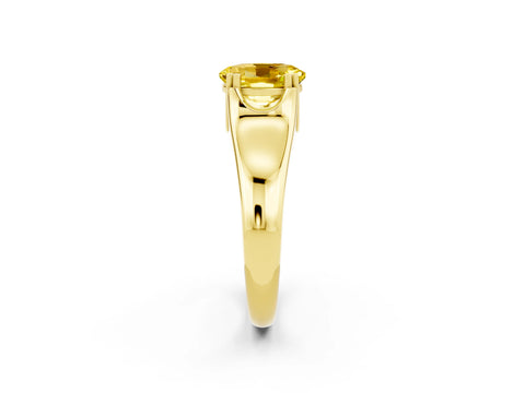 Yellow gold Oval Cut Yellow Sapphire Solitaire Ring with Wide Band and Prong Setting_26