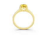 Yellow gold Oval Cut Yellow Sapphire Solitaire Ring with Wide Band and Prong Setting_27