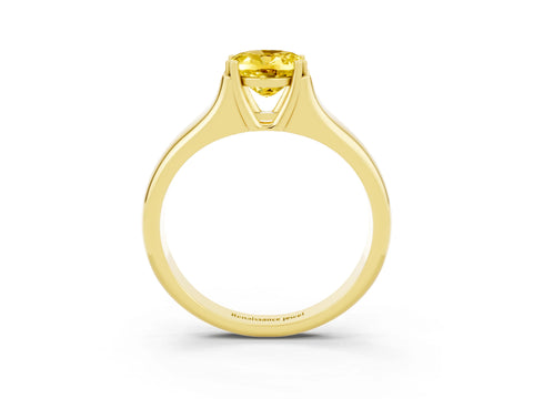 Yellow gold Oval Cut Yellow Sapphire Solitaire Ring with Wide Band and Prong Setting_27