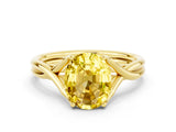 Yellow gold Oval Cut Yellow Sapphire Solitaire Twist Band Prong Setting Ring_84