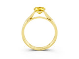 Yellow gold Oval Cut Yellow Sapphire Solitaire Twist Band Prong Setting Ring_87