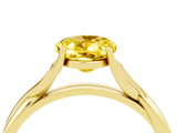 Yellow gold Oval Cut Yellow Sapphire Solitaire Twist Band Prong Setting Ring_88