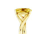 Yellow gold Oval Cut Yellow Sapphire Solitaire Twist Band Prong Setting Ring_89