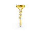 Yellow gold Oval Cut Yellow Sapphire Solitaire Twisted Band with Round  Accents and Prong Setting_14