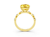 Yellow gold Oval Cut Yellow Sapphire Solitaire Twisted Band with Round  Accents and Prong Setting_15