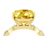 Yellow gold Oval Cut Yellow Sapphire Solitaire Twisted Band with Round  Accents and Prong Setting_16