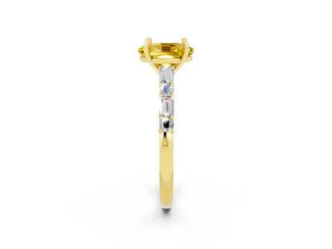 Yellow gold Oval Cut Yellow Sapphire Solitaire with Side Baguettes and Channel Set Band_26