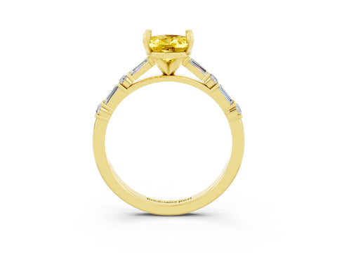 Yellow gold Oval Cut Yellow Sapphire Solitaire with Side Baguettes and Channel Set Band_27