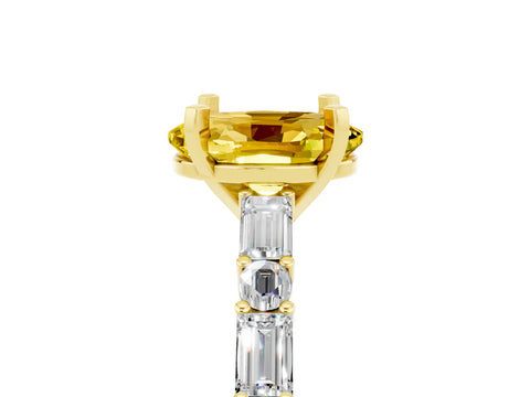Yellow gold Oval Cut Yellow Sapphire Solitaire with Side Baguettes and Channel Set Band_29