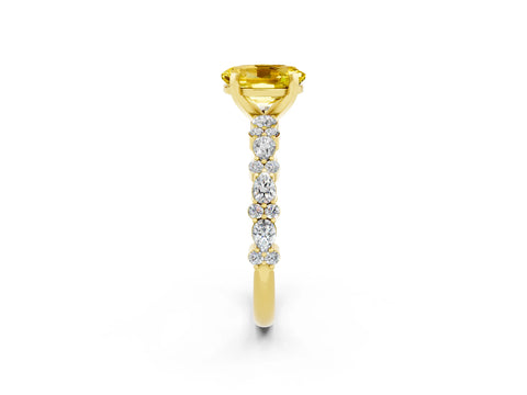 Yellow gold Oval Cut Yellow Sapphire Solitaire with Side Stones, Pave Band, Four-Prong Setting_62