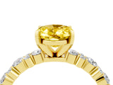 Yellow gold Oval Cut Yellow Sapphire Solitaire with Side Stones, Pave Band, Four-Prong Setting_64