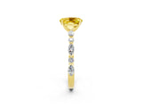 Yellow gold Oval Cut Yellow Sapphire Solitaire with Side Stones on a Pavé Band and Four-Prong Setting_26