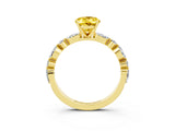 Yellow gold Oval Cut Yellow Sapphire Solitaire with Side Stones on a Pavé Band and Four-Prong Setting_27