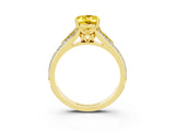 Yellow gold Oval Cut Yellow Sapphire Split Shank Engagement Ring with Pavé Band_27
