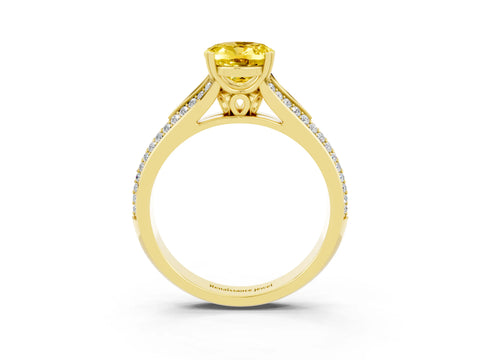 Yellow gold Oval Cut Yellow Sapphire Split Shank Engagement Ring with Pavé Band_27