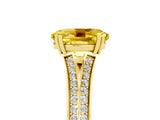 Yellow gold Oval Cut Yellow Sapphire Split Shank Engagement Ring with Pavé Band_29
