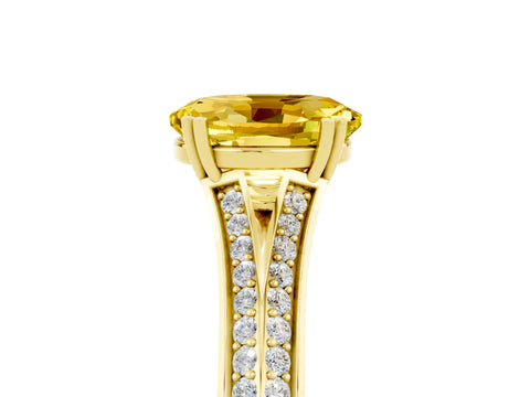 Yellow gold Oval Cut Yellow Sapphire Split Shank Engagement Ring with Pavé Band_29
