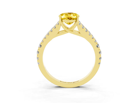 Yellow gold Oval Cut Yellow Sapphire Split Shank Pavé Engagement Ring with Four-Prong Setting_15