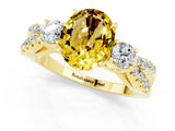 Yellow gold Oval Cut Yellow Sapphire Three-Stone Ring with Pavé Split Shank and Four-Prong Setting_37