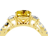 Yellow gold Oval Cut Yellow Sapphire Three-Stone Ring with Pavé Split Shank and Four-Prong Setting_40