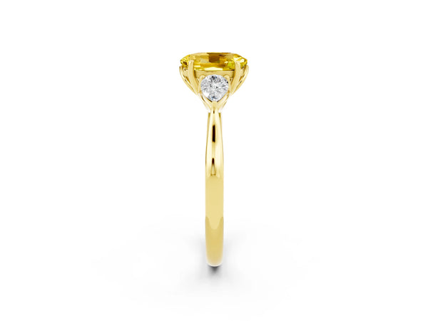 Yellow gold Oval Cut Yellow Sapphire Three-Stone Ring with Pear  Side Stones and Prong Setting