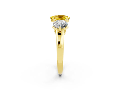 Yellow gold Oval Cut Yellow Sapphire Three-Stone Ring with Prong Setting and Classic Band_2