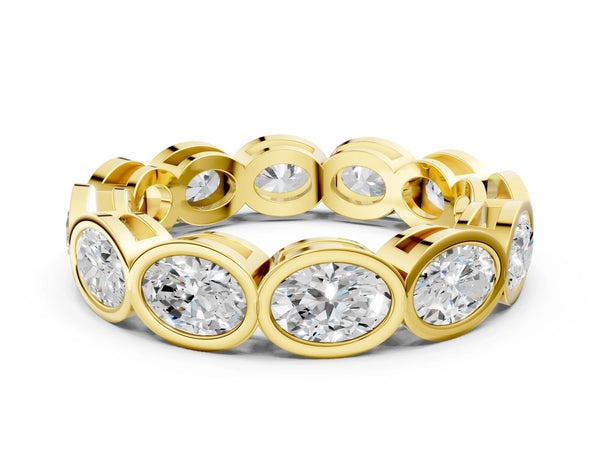 Yellow gold Oval Diamond Bezel Set Eternity Wedding Band